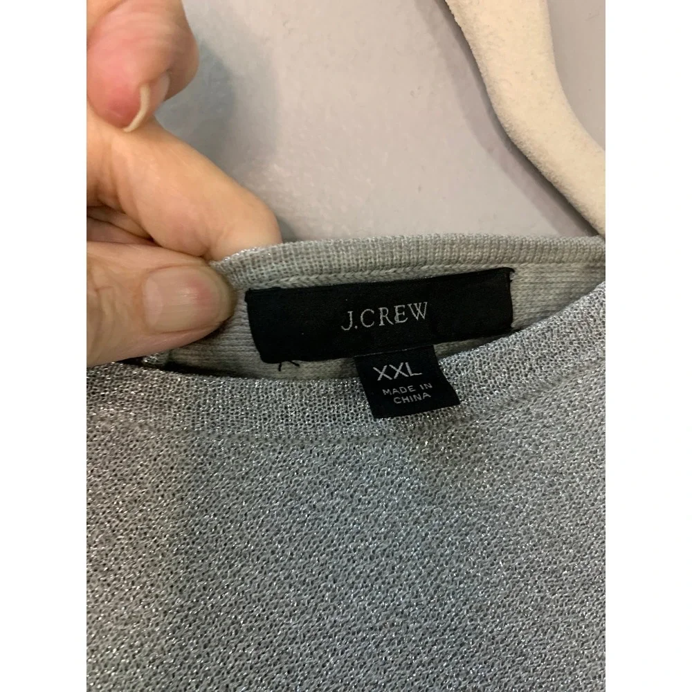 J.Crew Women's Silver Sparkle Twist-Back‎ Long Sleeve A-Line Dress XXL